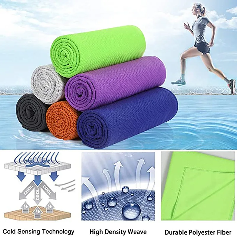 80 * 30cm Süper Emici serinletici havlu Hızlı Kuruyan Yumuşak Nefes Soğuk Spor yoga havlusu Pilates Golf Kamp Koşu Egzersiz Görüntü 1