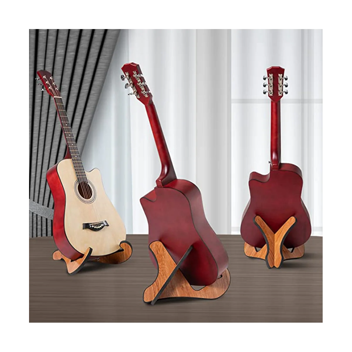 Ahşap Gitar Standı, Akustik Elektro Klasik için Çıkarılabilir Akustik Olmayan Gitar Standı Zemin Görüntü 1