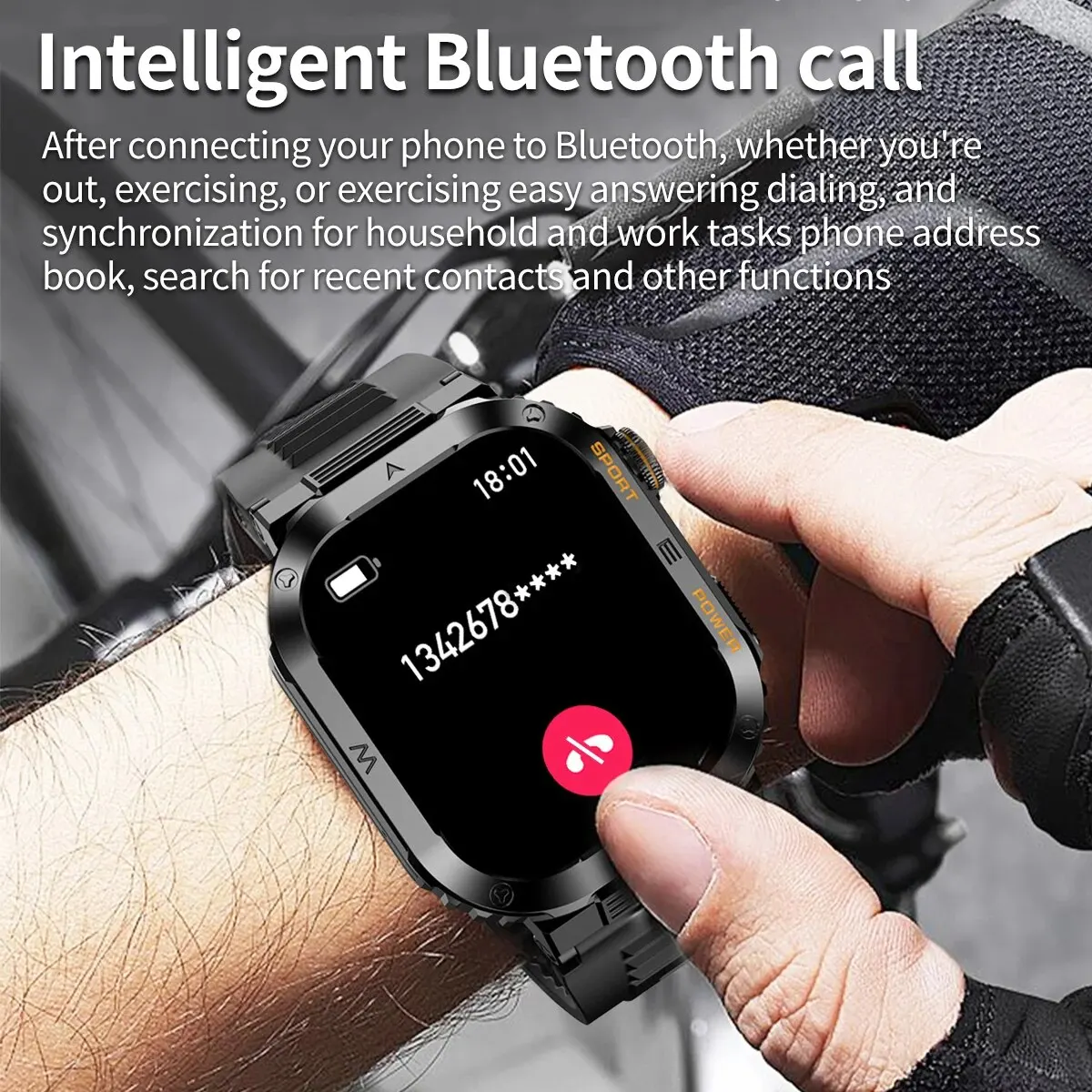 Akıllı saat Erkekler Spor Bluetooth Çağrı Smartwatch Güçlü Pil Ömrü 100 + Egzersiz Modları IP68 Su Geçirmez Spor Kol Saati Görüntü 1