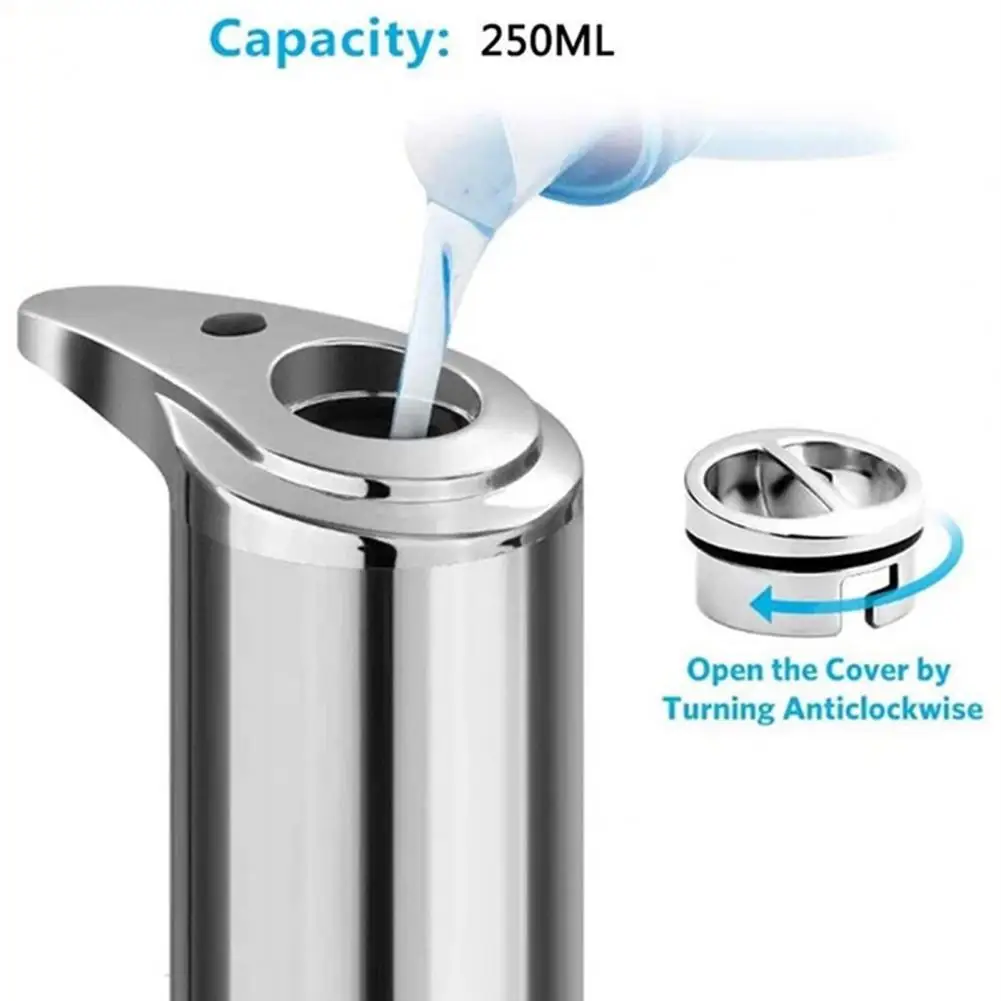 Akıllı sensörlü sabunluk Dağıtıcı Büyük Kapasiteli Ayarlanabilir Seviyeleri Paslanmaz Çelik Sıvı Pompası Mutfak Banyo için Görüntü 1