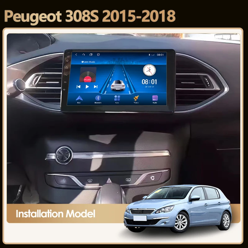 Android 13 Carplay Otomatik Ekran Araba Radyo Stereo Alıcısı Peugeot 308 İçin T9 308S 2013 2014 15 2017 Multimedya Oynatıcı yok DVD 4G Görüntü 1