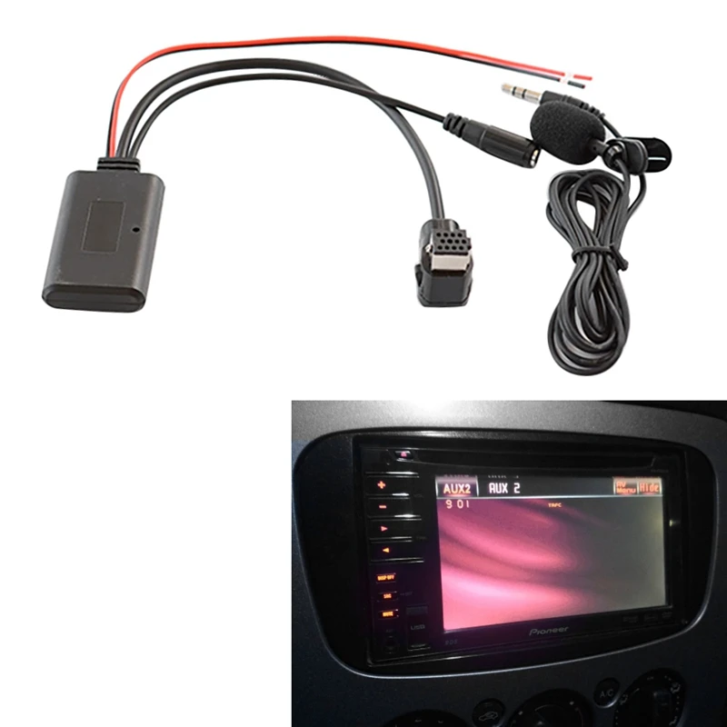 Araba Bluetooth 5.0 Aux Kablosu Mikrofon Handsfree Cep Telefonu Ücretsiz Arama Adaptörü Pioneer Radyo IP-BUS P99 P01 Görüntü 1