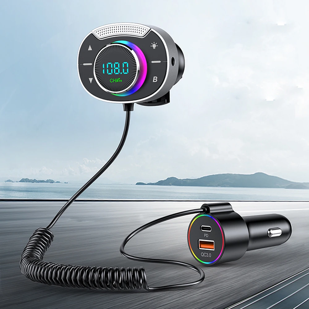 Araba FM Verici Bluetooth 5.3 FM Modülatör Aux 3.5 mm Jack AUX Adaptörü Araç Kiti Handsfree Aux Ses Araba MP3 Çalar Araç Kiti Görüntü 1
