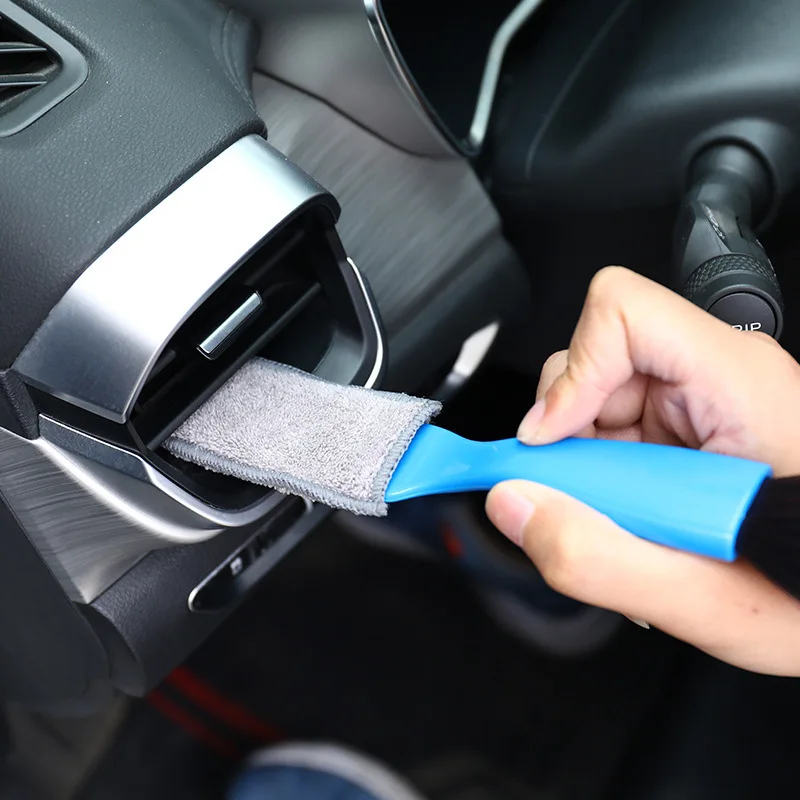 Araba Klima Çıkış Temizleme Fırçası İç Temizlik Araçları Araç Gösterge Paneli Çift Başlı Toz Detaylandırma Fırçası Görüntü 1