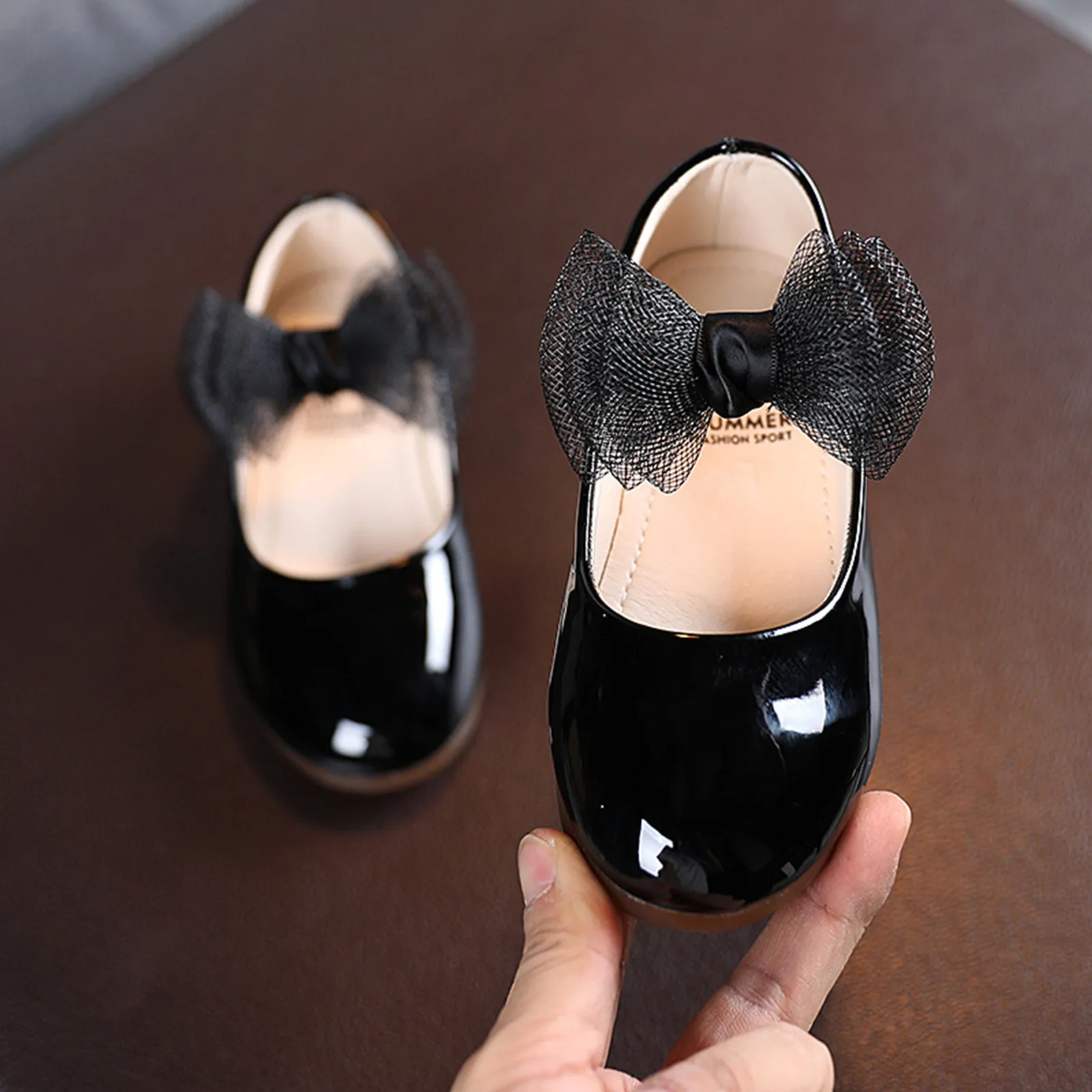 Ayakkabı bebek düğüm bebek düz kızlar Prenses çocuklar yürümeye başlayan deri yumuşak bebek ayakkabıları Görüntü 1