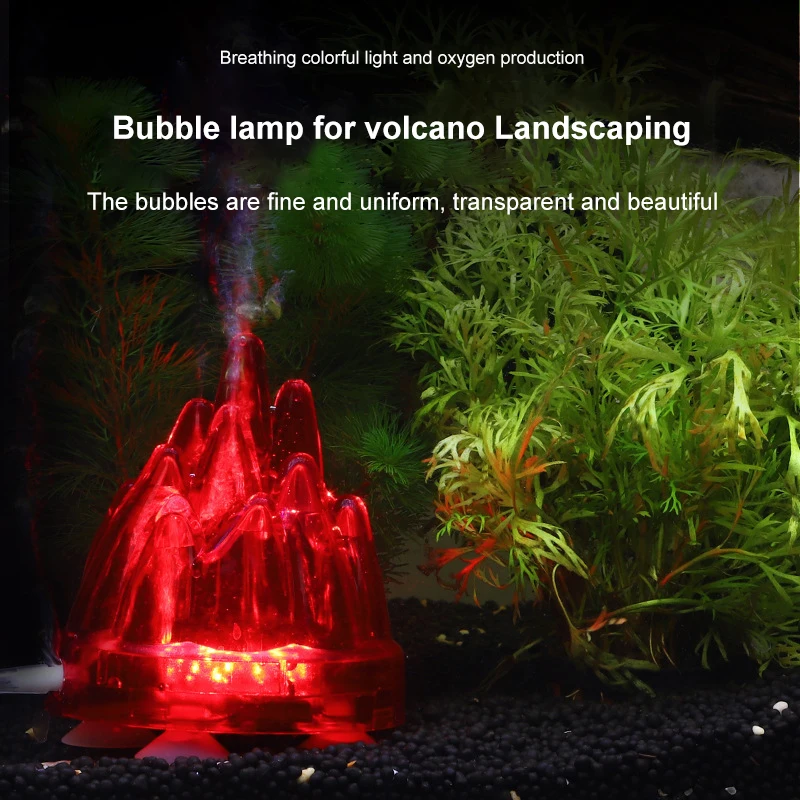 Balık tankı sualtı LED lamba volkan şekli oksijen pompası akvaryum LED hava kabarcığı ışık akvaryum dekorasyon ışık hava pompası Görüntü 1