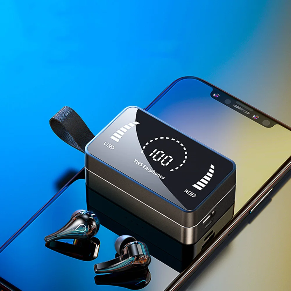 Bluetooth 5.0 Kulaklık Stereo Spor Su Geçirmez Bluetooth kablosuz kulaklıklar 3500mAh Şarj Kutusu mikrofonlu kulaklık Kulaklık Görüntü 1