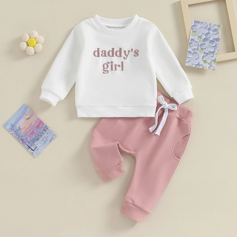 Citgeett Sonbahar Toddler Bebek Kız Güz Giyim Mektup Nakış Baskı Uzun Kollu Kazak Pantolon Kıyafet Suit Görüntü 1