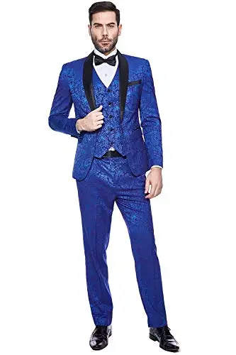 Erkek Şal Yaka 3 Parça Takım Elbise Slim Fit Bir Düğme Takım Elbise smokin Ceket Pantolon + Yelek Erkek Takım Elbise Düğün Kostüm Homme Görüntü 1