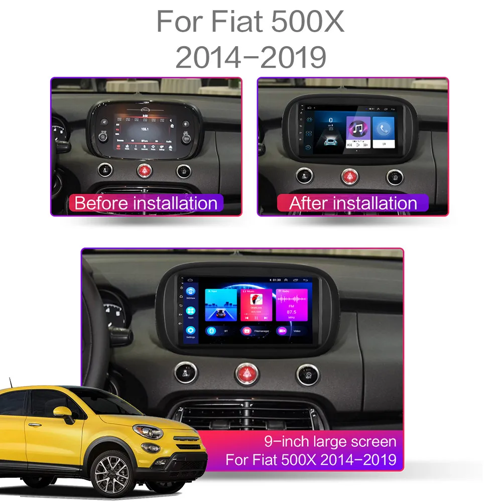 Fiat için 500X 2014-2020 Araba Radyo Multimedya Video Oynatıcı Navigasyon GPS Android 10 Hiçbir dvd 2 din 4G SIM 360 Sistemi CarPlay Otomatik Görüntü 1