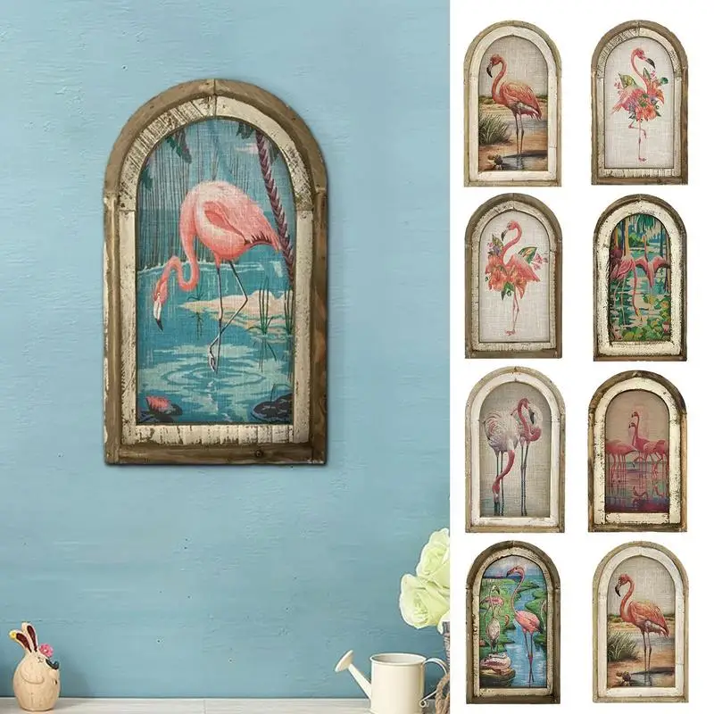 Flamingo Dekor Boyama Duvar Posterleri Ve Baskılar Duvar Ev Dekor Oturma Odası Yatak Odası İçin Ahşap Avrupa Tarzı Dekoratif Duvar Sanatı Görüntü 1