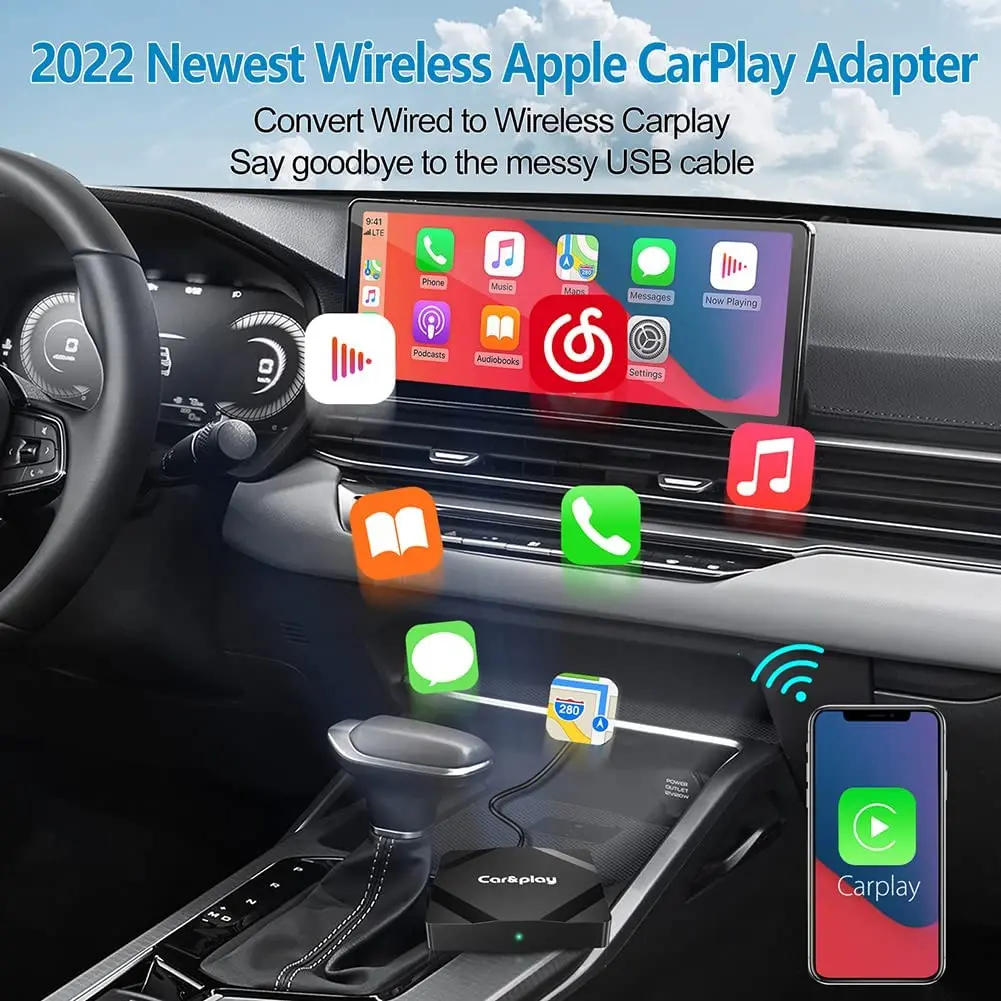 Geohyecc Kablosuz CarPlay Adaptörü iPhone için Yeni Apple CarPlay Kablosuz Dongle OEM Dahili 5G Çip ve 5.8 GHZ WiFi Görüntü 1