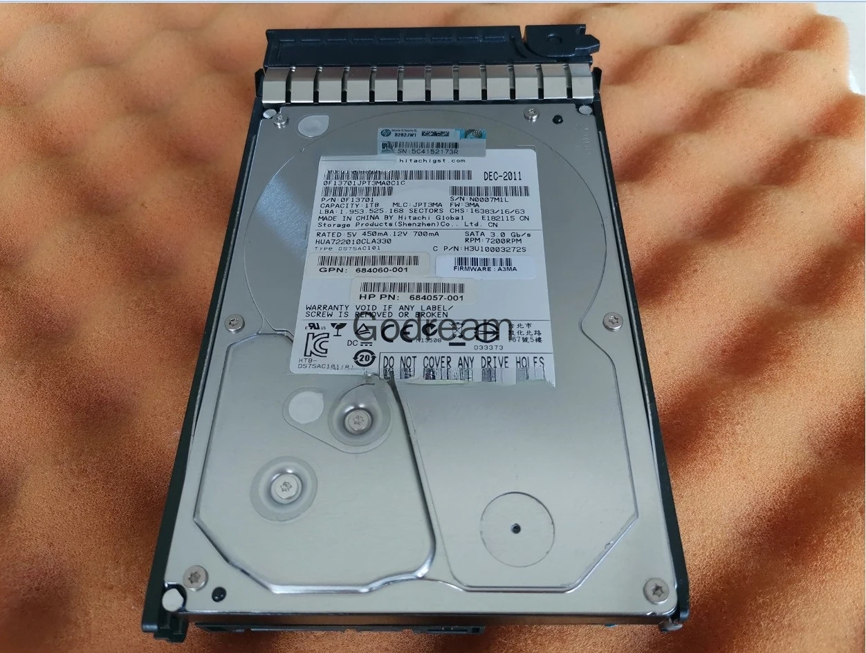 HP 1 TB 7.2 K 3.5 SATA Sabit Disk için 684058-B21 684057/684060/684181-001 Görüntü 1