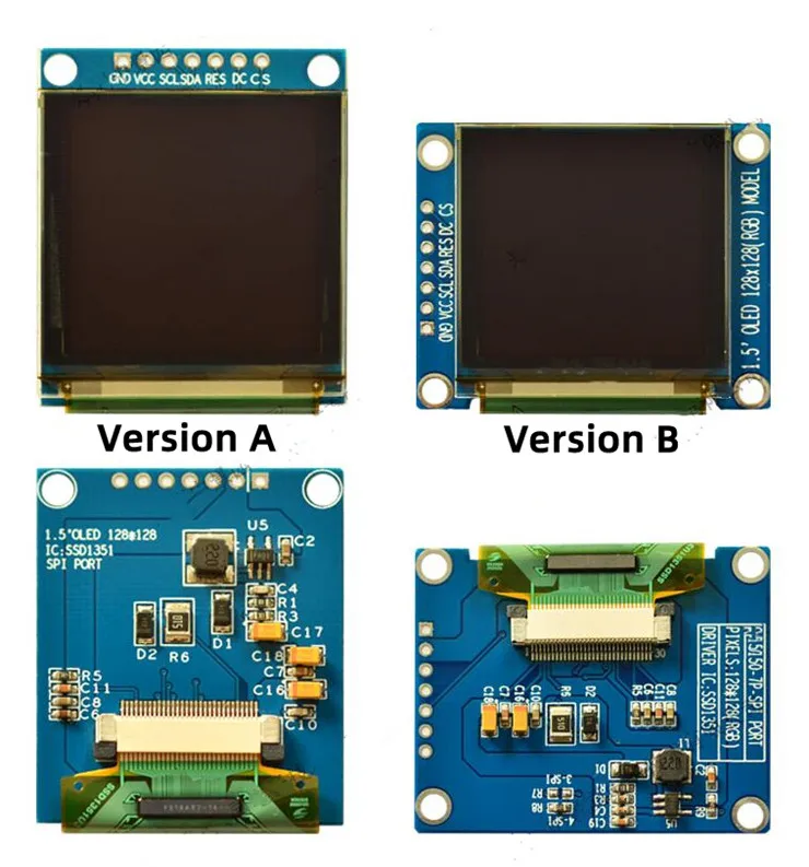 IPS 1.5 inç 7PIN SPI Tam Renkli OLED Ekran Modülü SSD1351 Sürücü IC 128 * 128 3.3 V Görüntü 1