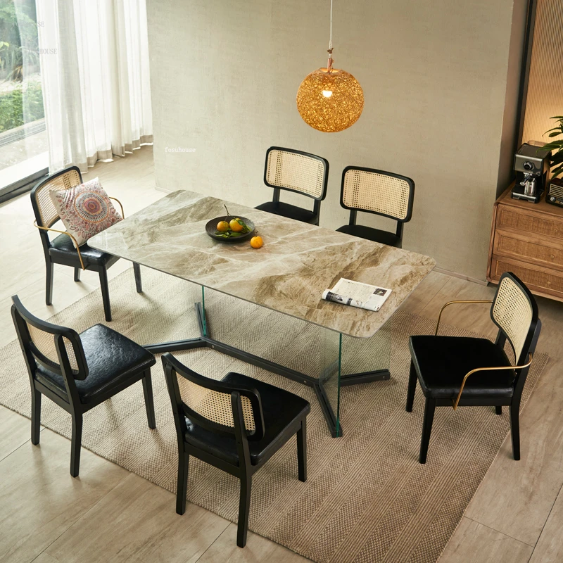 Italyan Kayrak yemek masası s Modern Basit katı ahşap yemek masası Ev Küçük Daire Masaları hintkamışı yemek odası masası sandalye seti Görüntü 1