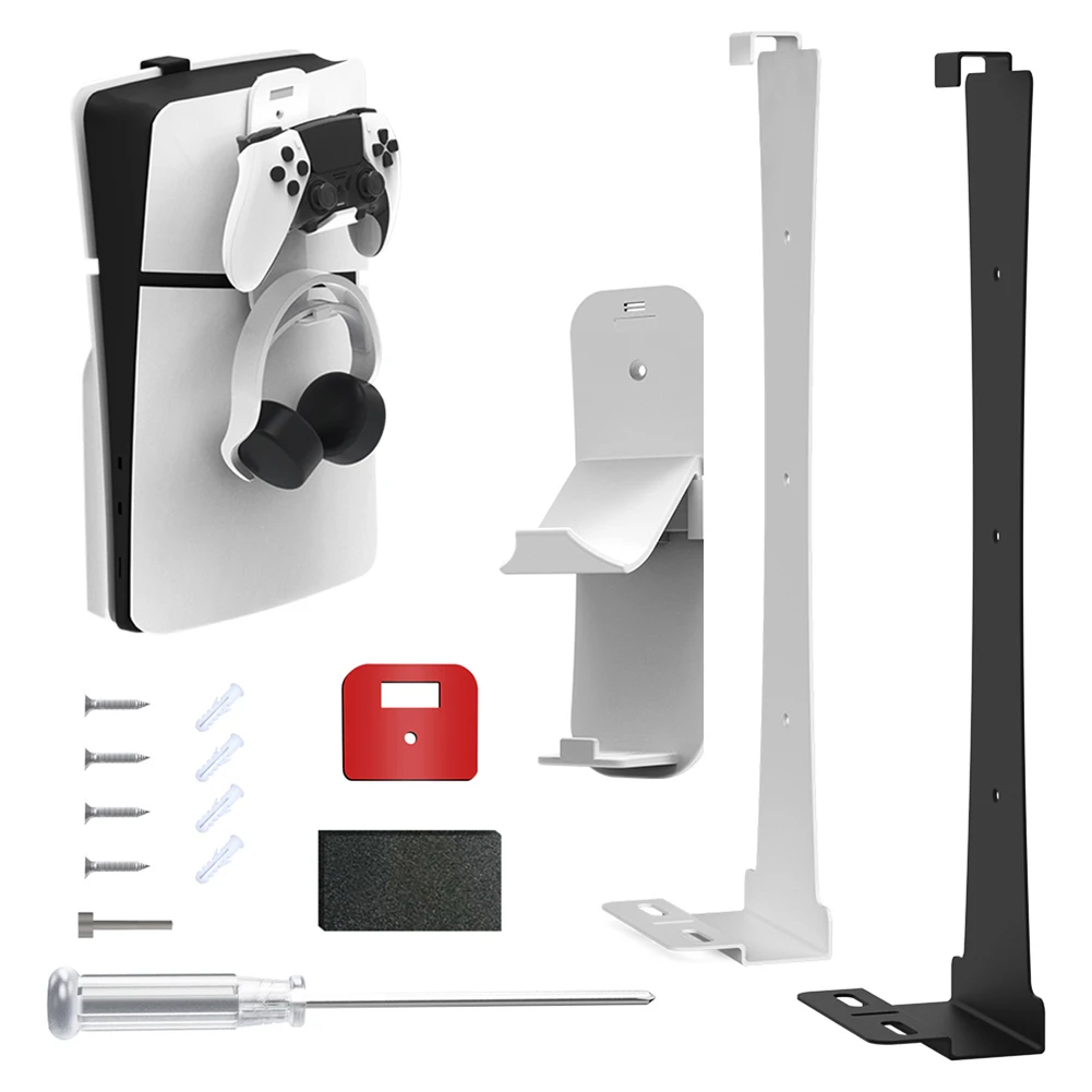 Için PS5 İnce Ana Ekran Tutucu Denetleyici Kulaklık Kanca Duvar Montaj Kiti için Kararlı PS5 Disk Sürümü ve Dijital Baskı Görüntü 1