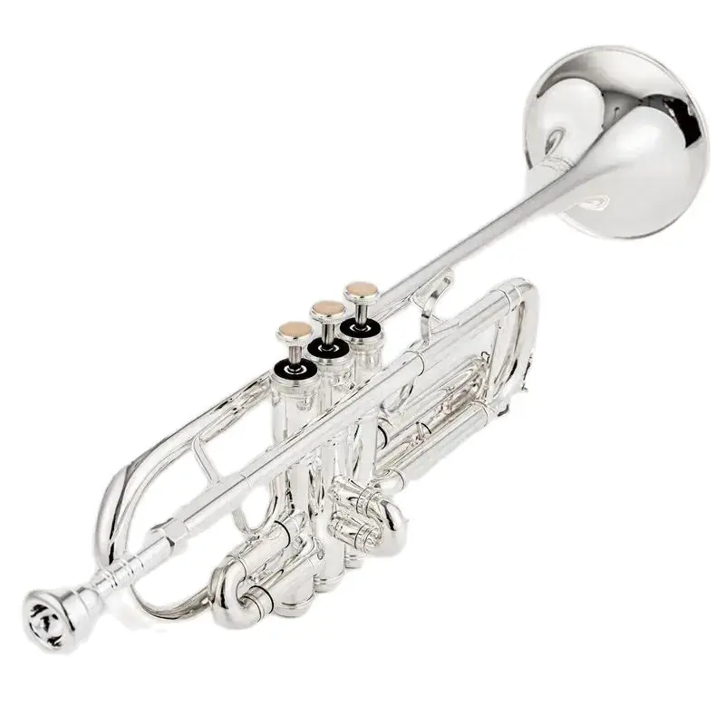 Japonya kalite 9445CHS C Trompet C Düz Pirinç Gümüş Kaplama Profesyonel Trompet Müzik Aletleri ile Deri Kılıf Görüntü 1