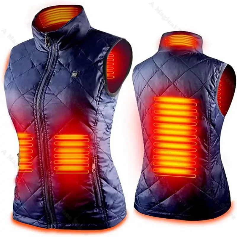 Kadın ısıtma yelek sonbahar ve kış pamuk yelek USB kızılötesi elektrikli ısıtma takım elbise kadın esnek termal kış sıcak ceket Görüntü 1