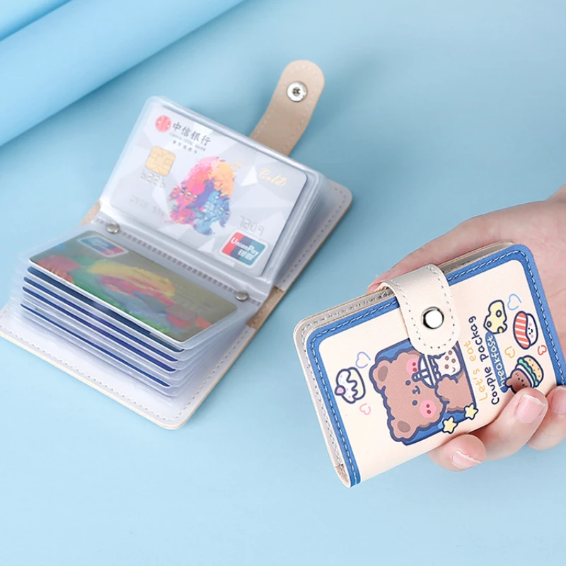 Kawaii Ayı kart tutucu Sevimli Çok Izgaraları İş KİMLİK Kredi kartı kılıfı Photocards Tutucu Taşınabilir Cüzdan Kore Kırtasiye Görüntü 1