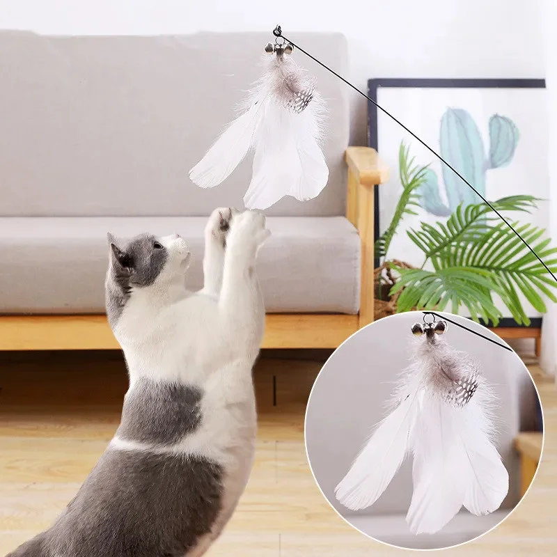 Kedi Oyuncak Komik Kedi Oyuncaklar İnteraktif Kendinden Hi Tüy Oyuncaklar Kediler için Alay Bite Dayanıklı Kediler Oyuncak Enayi Sopa ile Pet Malzemeleri Görüntü 1