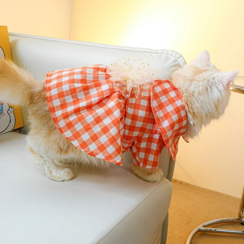 Kız Köpek Giysileri Kostüm Giyim Yay Elbise Turuncu Peter-Pan-Yaka Elbiseler Görüntü 1