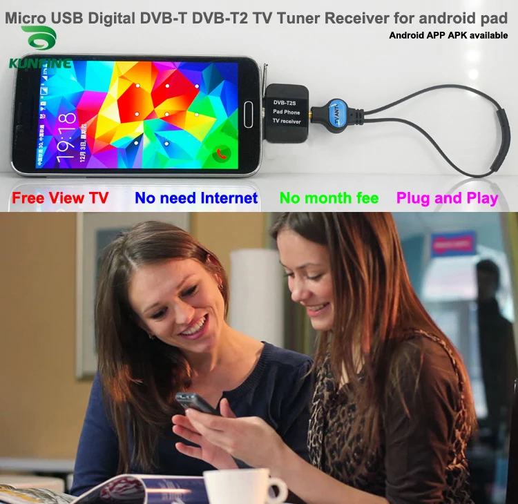Mikro USB Dijital DVB-T DVB-T2 TV Tuner Alıcısı Android 11 Telefon ve Ped Görüntü 1