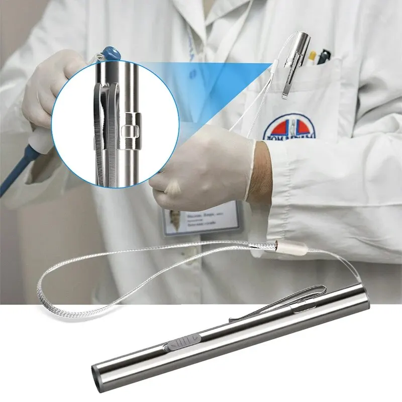 Mini Taşınabilir Tıbbi Kullanışlı LED kalem ışığı El Feneri USB Şarj Edilebilir Diş Hekimi Hemşire Meşale paslanmaz çelik ataş Görüntü 1