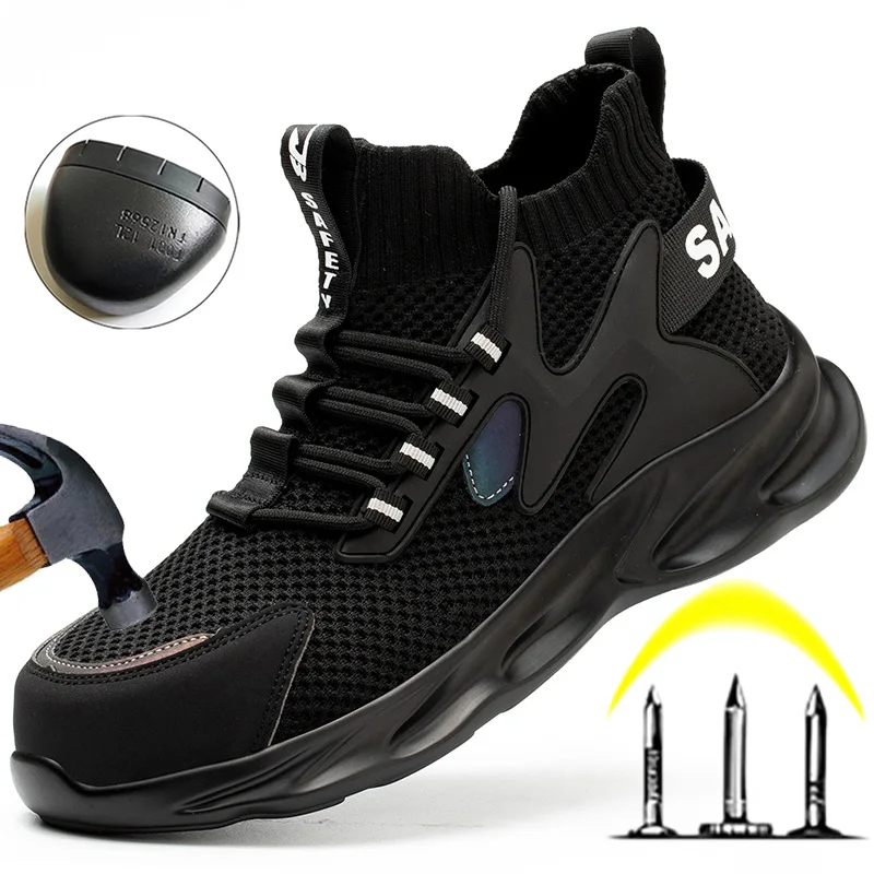 Moda Yeni Tasarım Güvenlik Ayakkabıları Erkekler Çorap Çelik burun Kevlar Orta Taban Delinmez İş ve Güvenlik Botları Erkek iş ayakkabısı Görüntü 1