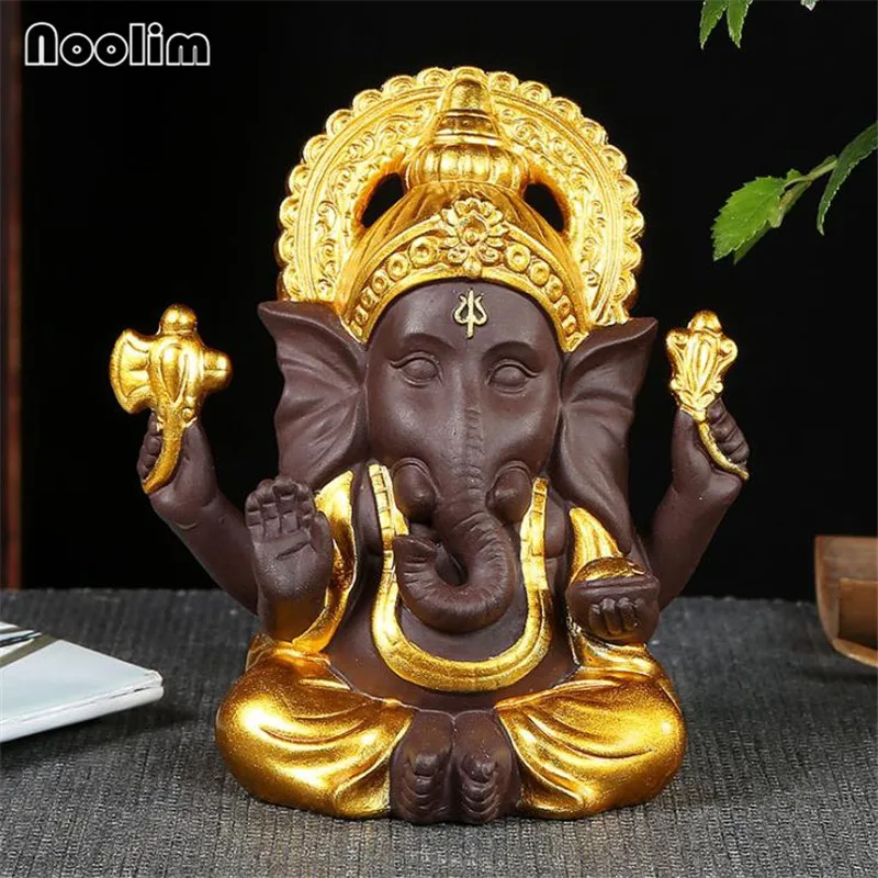 Mor Kil Altın Ganesha Süsler Yaratıcı Küçük Çay Evcil Çayevi Masa Aksesuarları Ev Ofis Araba Dekorasyon El Sanatları Görüntü 1