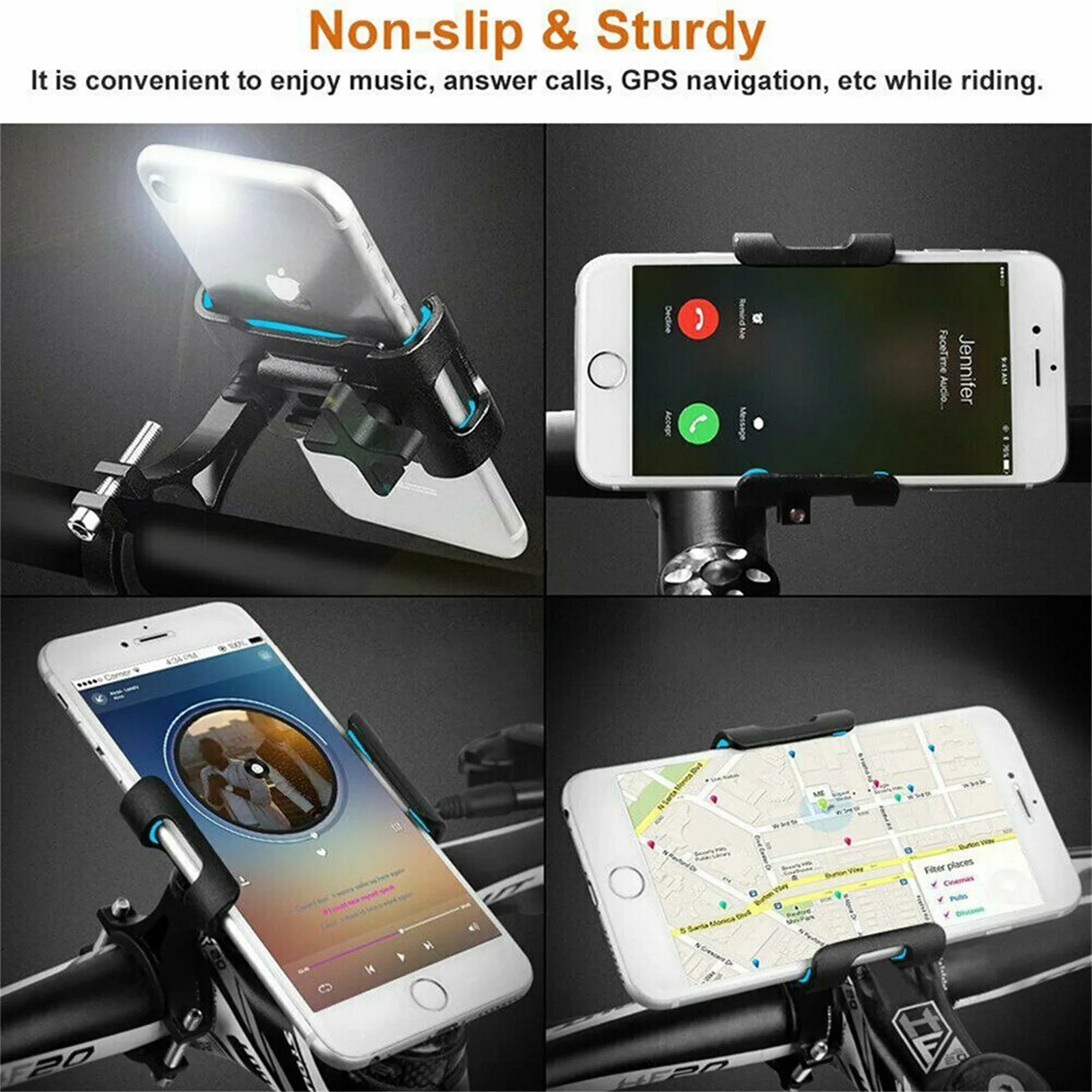 Motosiklet Telefon Dağı 2023 Yeni Güvenlik Kelepçesi Tek Elle Kullanım Gidon Bisiklet telefon tutucu İçin 4.7 