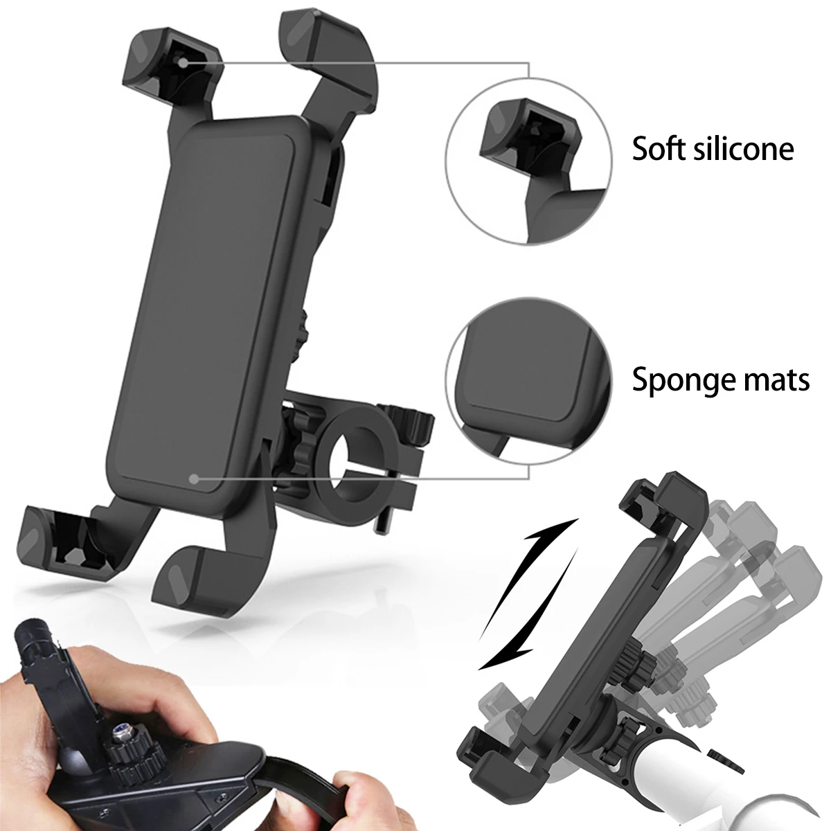 Motosiklet telefon tutucu Anti-shake ve Stabilize 360° Dönen Mekanik Bisiklet telefon tutucu IOS Android cihazlar ile Uyumlu Görüntü 1