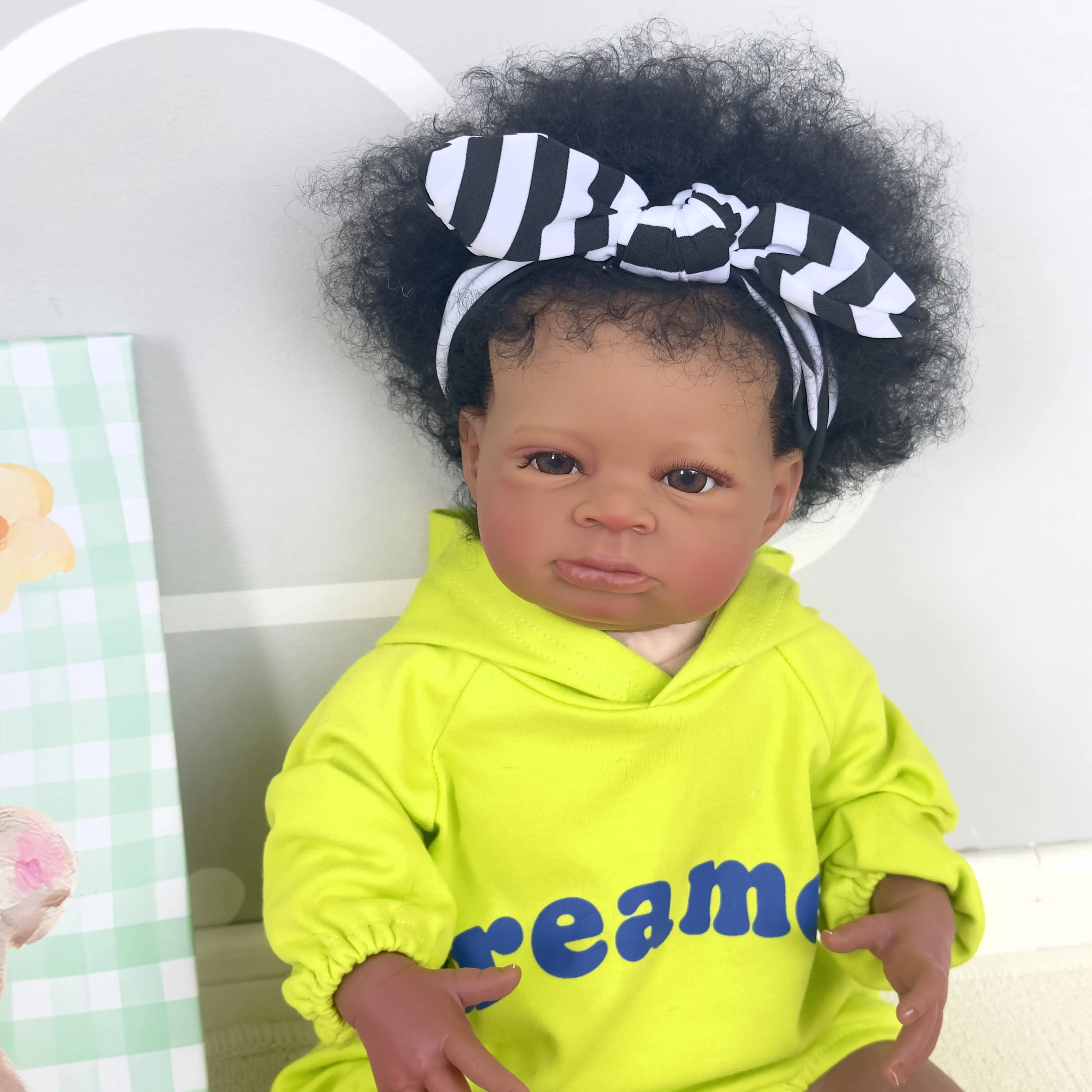 NPK 20 inç Reborn Bebek Lanny Koyu Kahverengi Deri Bebek Sanat Yapımı 3D Cilt Gerçekçi Bebek Koleksiyon Doll Görüntü 1