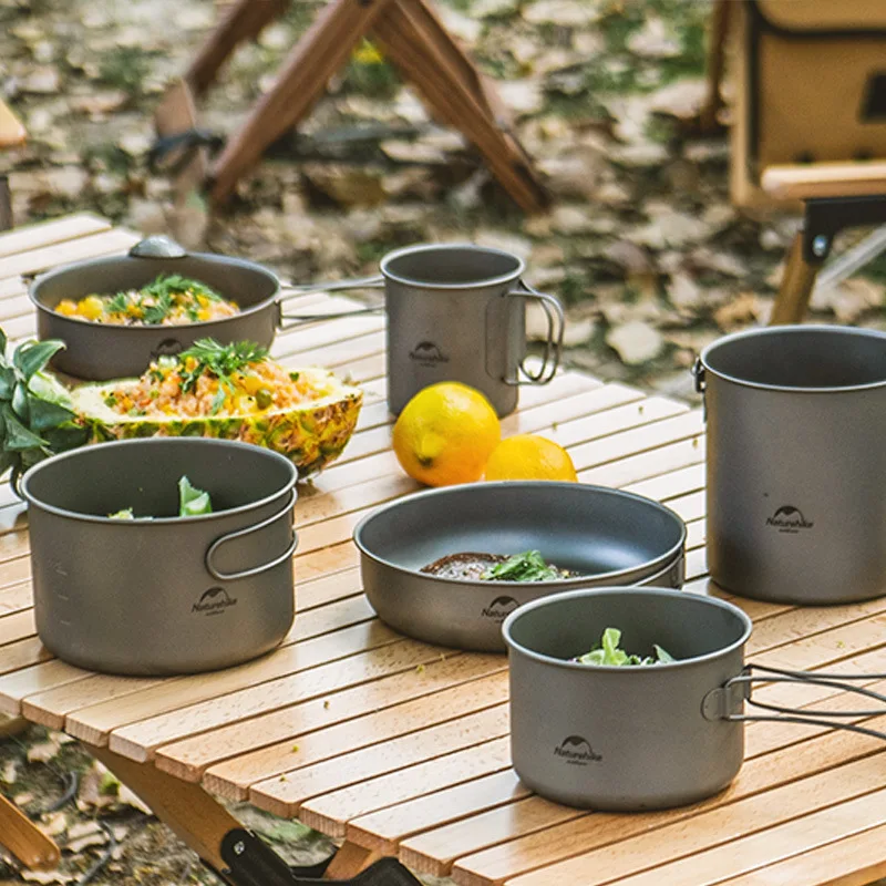 Naturehike Açık Titanyum Pot Kamp Çatal Kamp kızartma tavası Alan Taşınabilir Tencere Tencere Piknik Titanyum Mutfak Görüntü 1