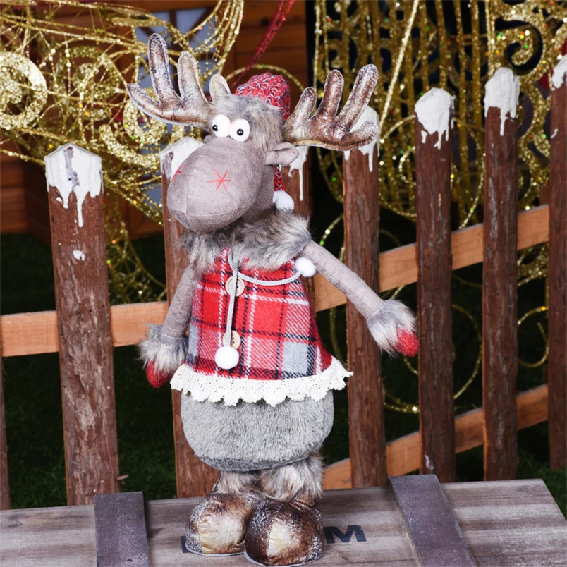 Noel hediyesi Yeni Yıl Dekorasyon Noel Figürler Noel Elk Bebekler Ren Geyiği Ayakta Oyuncaklar Noel Çift Decoratie noel dekorasyonları Görüntü 1