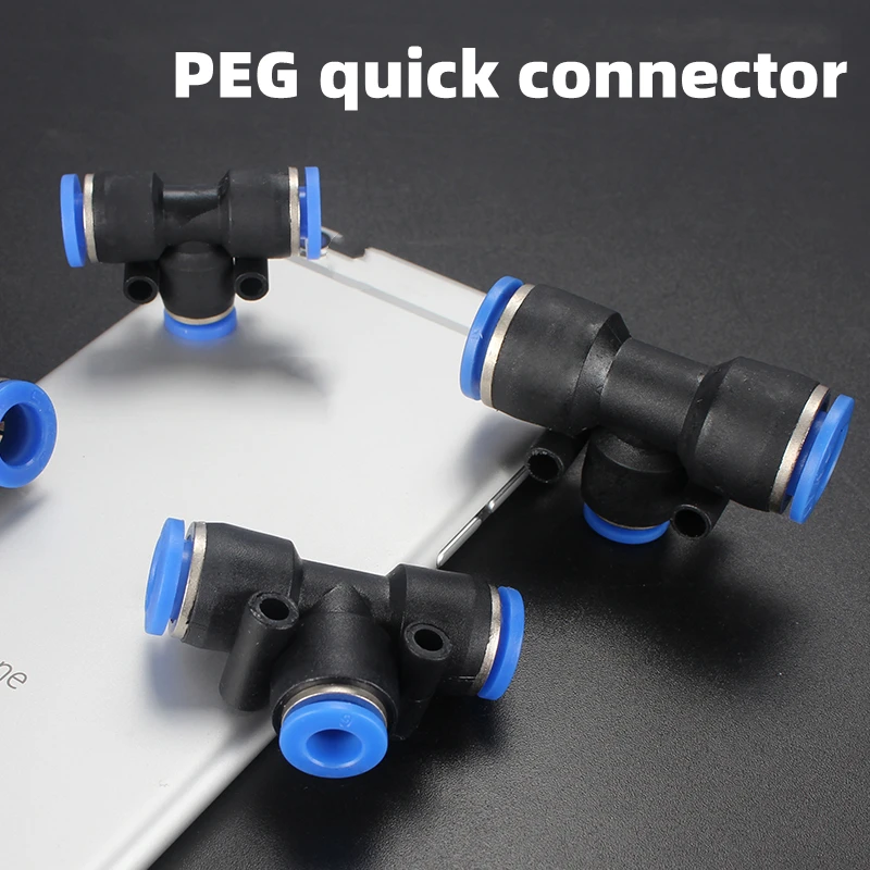PEG Pnömatik Hızlı Fiş Hızlı Boru Eklem T Tipi Üç yollu Değişken Çaplı Tam PEG16-12 12-10 10-8 8-6 6-4 8-4 Görüntü 1