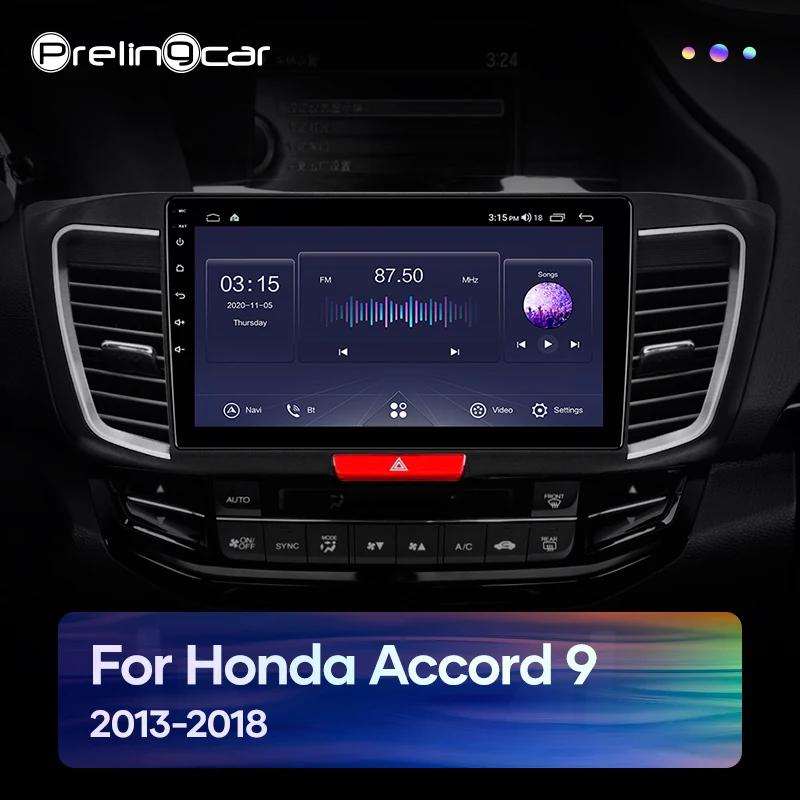Prelingcar Android 13.0 HİÇBİR DVD 2 Din Araba Radyo Multimedya Video Oynatıcı Navigasyon GPS Honda Accord 9 İçin 2013-2019 Yıl Görüntü 1