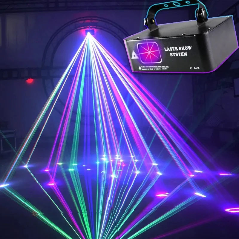 Profesyonel 500 MW RGB DJ disko ışıkları DMX ışın hattı tarayıcı projektör sahne aydınlatma etkisi lazer ışıkları için parti Bar kulübü Görüntü 1