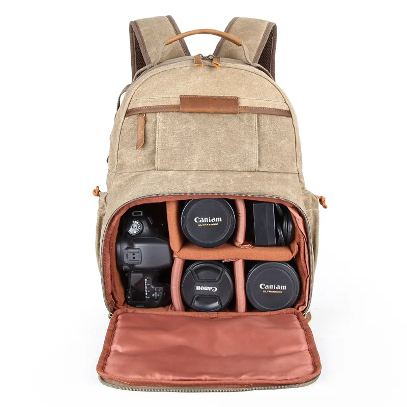 SLR tuval kamera çantası nokta toptan su geçirmez sırt çantası omuz fotoğraf sırt çantası SLR kamera çantası Görüntü 1