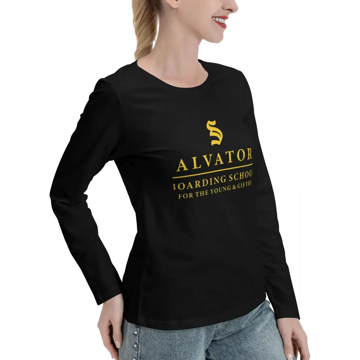 Salvatore Yatılı Okulu-TVD / Orijinaller / Miraslar Uzun Kollu Tişörtler Bluz Bayan grafik tişörtler Görüntü 1