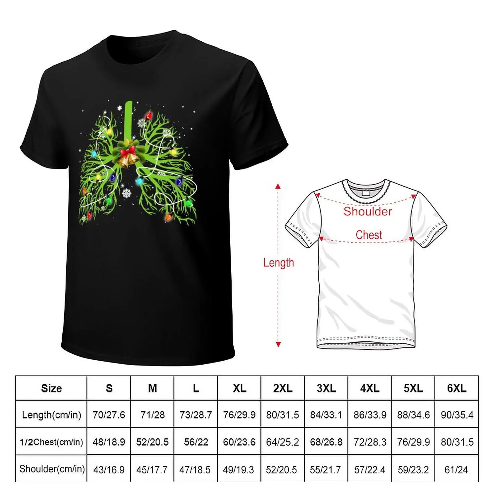 Terapi Akciğer Noel ağaç ışıkları Süs Noel T-Shirt T-Shirt çabuk kuruyan artı boyutları spor hayranları t shirt erkekler için pamuk Görüntü 1