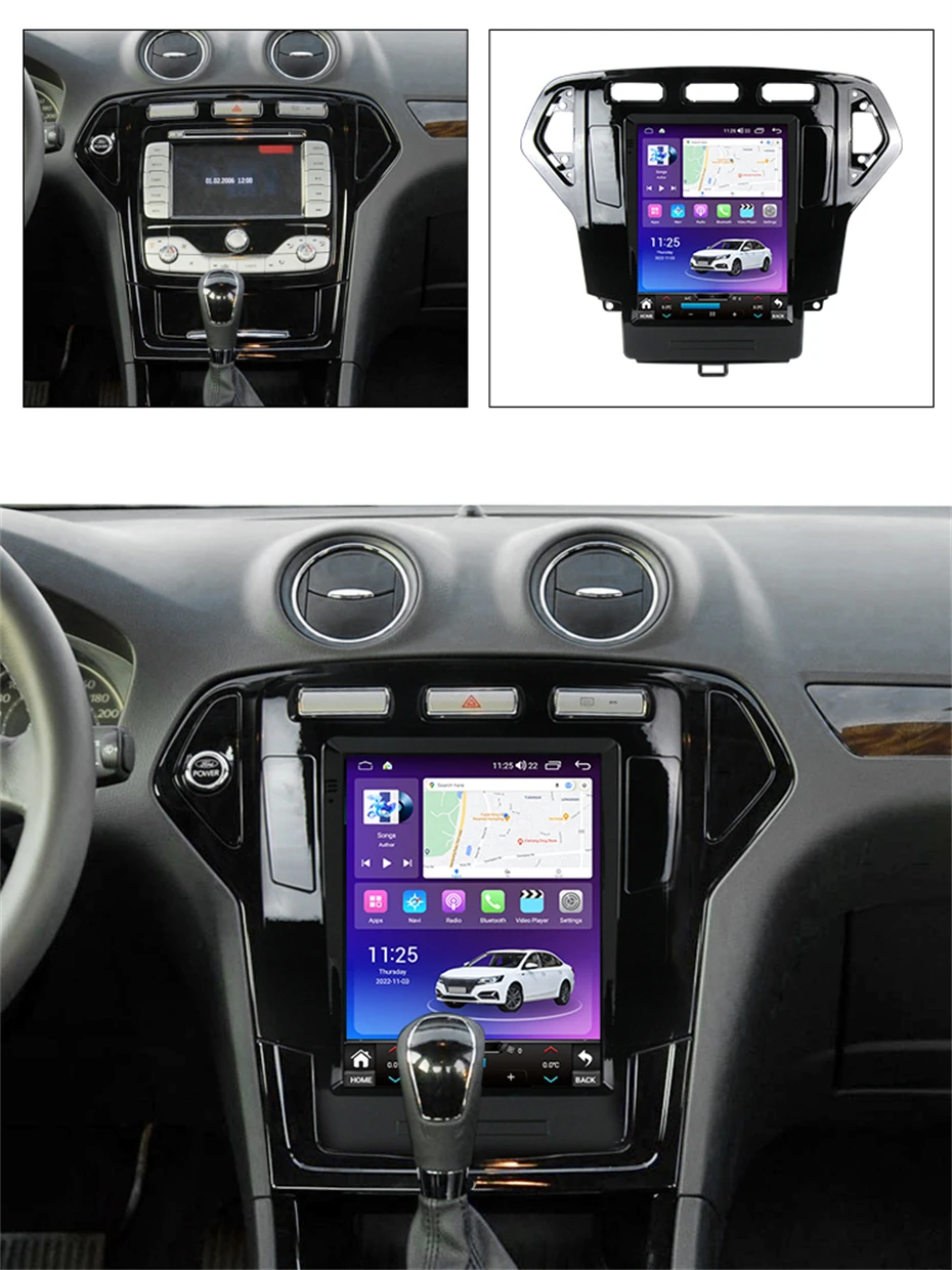 Tesla Tarzı Android 12 Araba Ford Mondeo İçin Mk4 Galaxy A / C 2007-2010 Araba Oyuncu GPS Ekran Monitör Carplay WİFİ DSP Görüntü 1