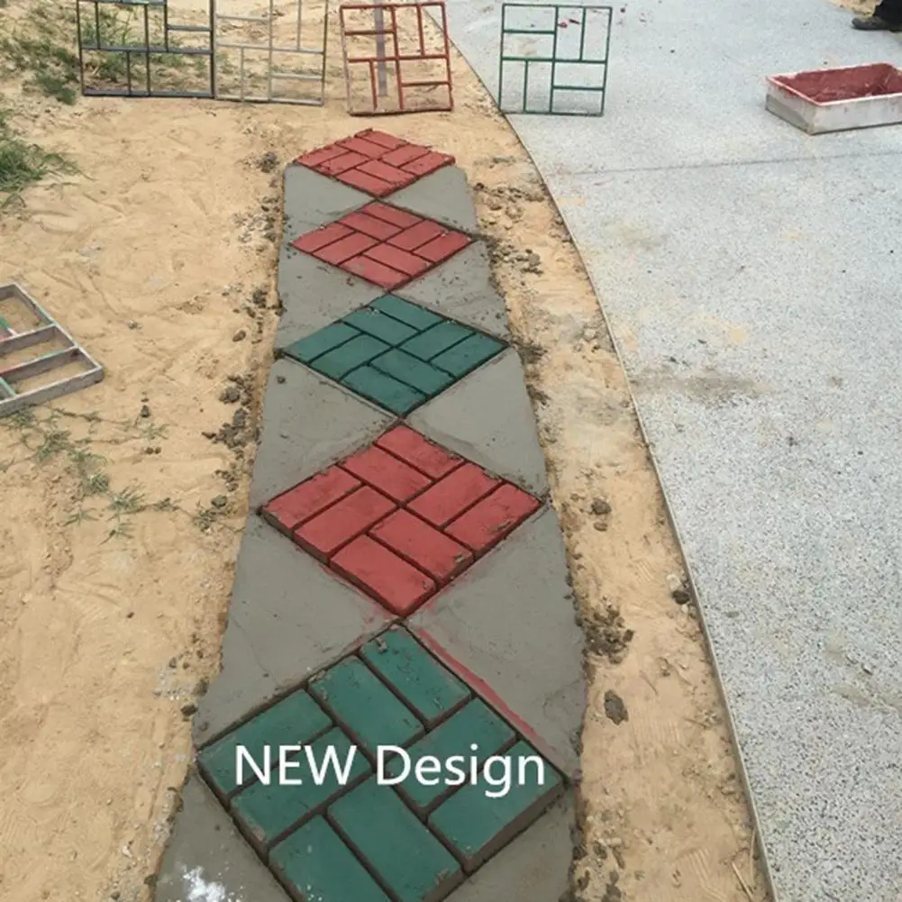 Tuğla Taş Yol Beton Kalıp Bahçe Yolu Maker Kalıp Plastik DIY Elle Kaldırım Çimento Cemento Bahçe Yolu Maker Kalıp Görüntü 1
