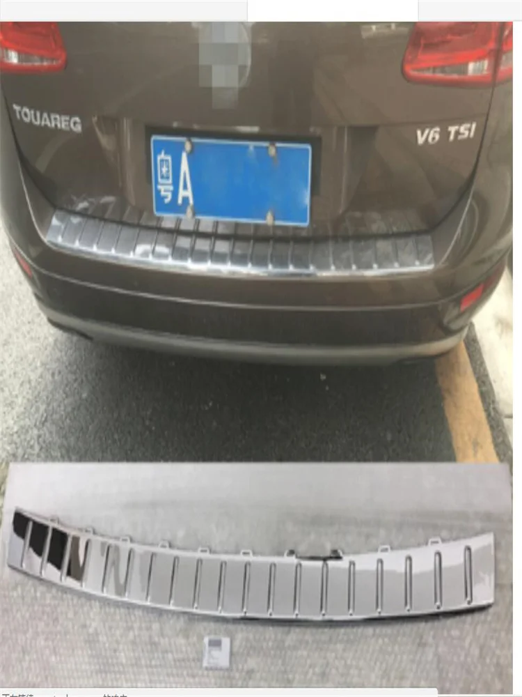 Volkswagen Touareg İçin Fit 2011 2012 2013 2014 2015 2016 2017 ABS Krom Arka Tampon Koruyucu Eşiği Bagaj Sırtı Plaka Görüntü 1