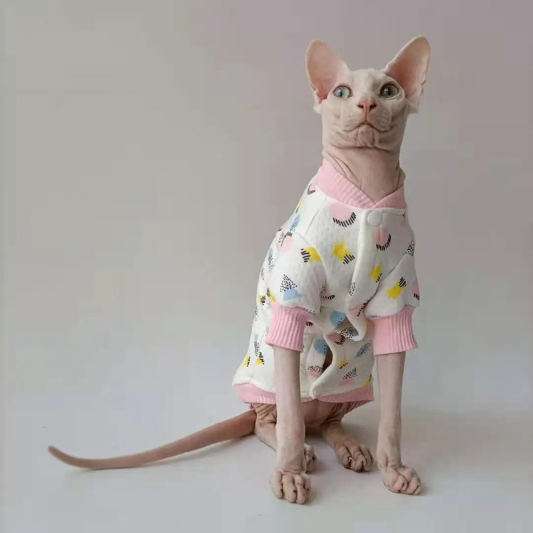 WMXZ Sfenks Tüysüz Kedi Kitty Köpek Giysileri Tulum Kıyafet Coat Pet Kostüm Sonbahar Kış Sıcak Pamuk Hırka Elbise Tatlı Sevimli Görüntü 1