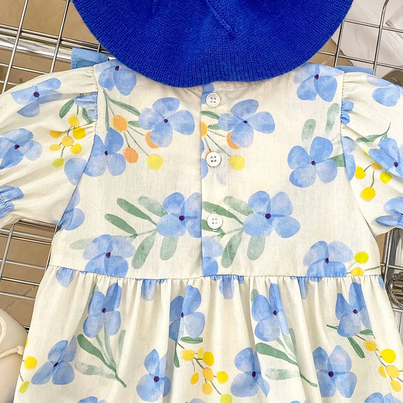 Yeni Yenidoğan Yaz Çiçekler Nakış Bodysuit Moda Bebek Bebek Kız Güzel Bodysuits Kısa Kollu Toddler Pamuk Tulum Görüntü 1