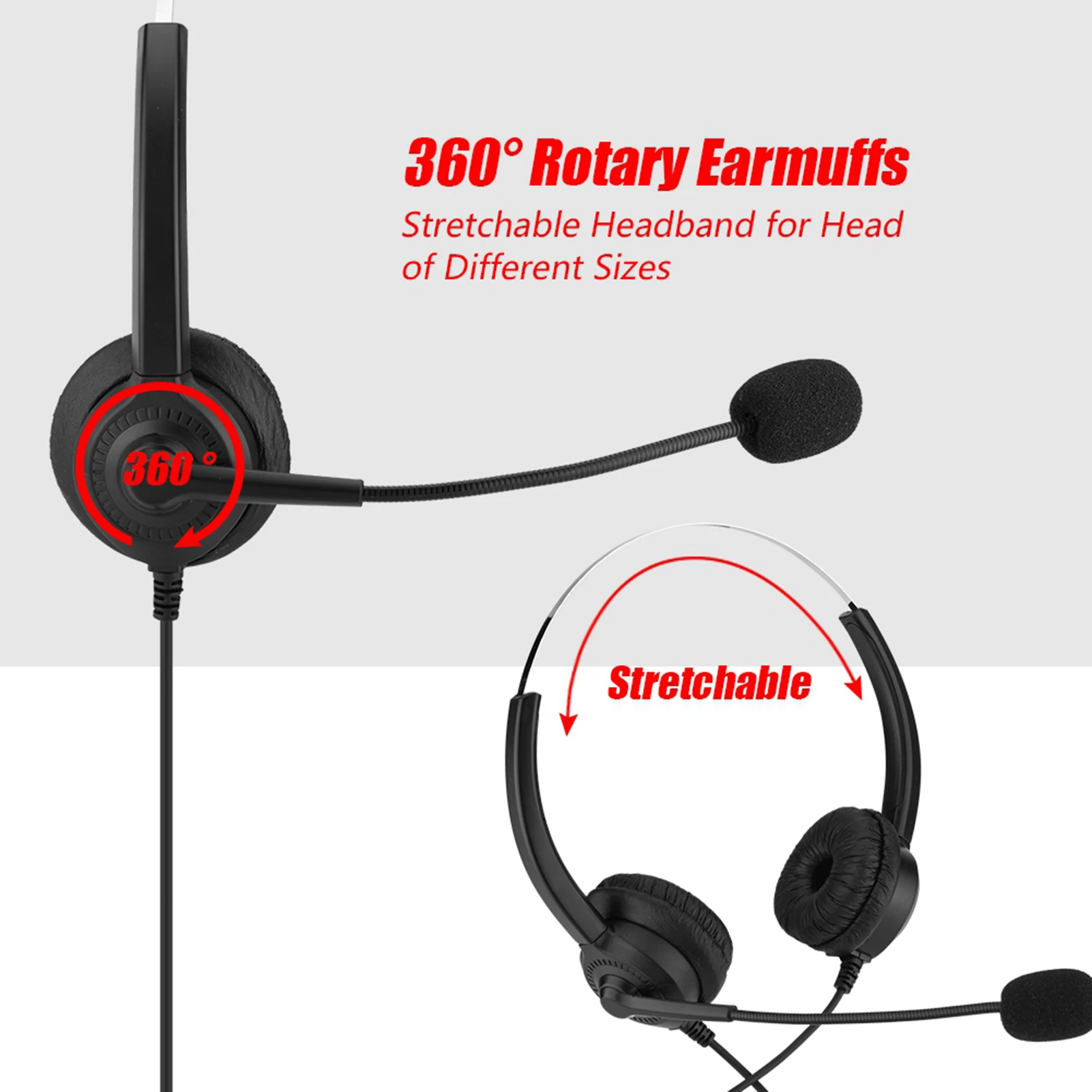 Çağrı merkezi kulaklığı Gürültü önleyici kulaklık İle Kristal USB 3.5 / 2.5 MM Fiş İçin Oyun / PC Kulaklıklar Marka Yeni Görüntü 1