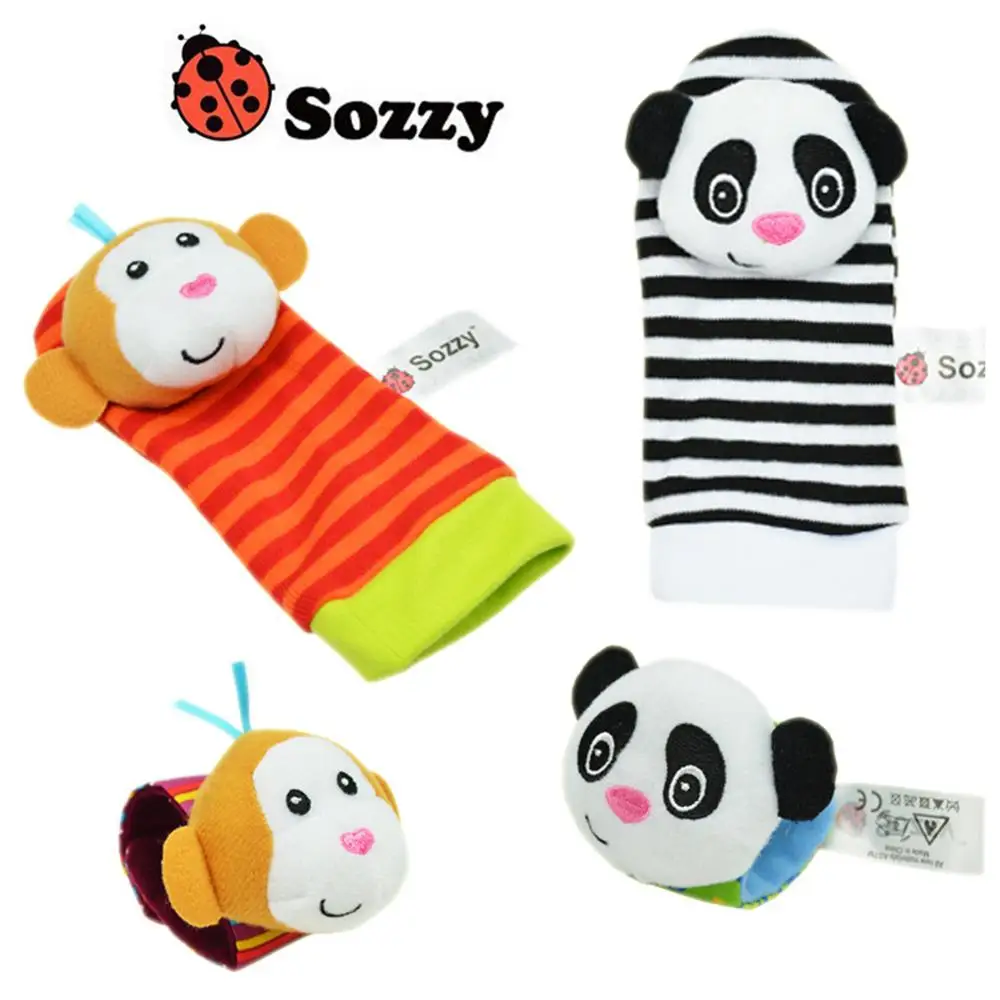 Çıngıraklı oyuncak Bilek Çorap Peluş Çorap Çıngırak ayak koruyucu Panda Maymun Katır at çorapları Çıngırak Bilezik Oyuncak Dropship Görüntü 1