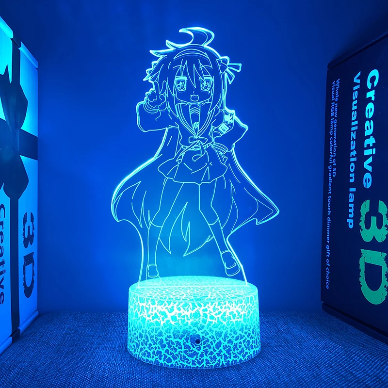 Şanslı Yıldız Anime Figürü Konata Lzumi gece ışıkları Manga akrilik Standları Led Lamba yatak odası dekoru Doğum Günü Hediyesi çocuklar için Görüntü 1