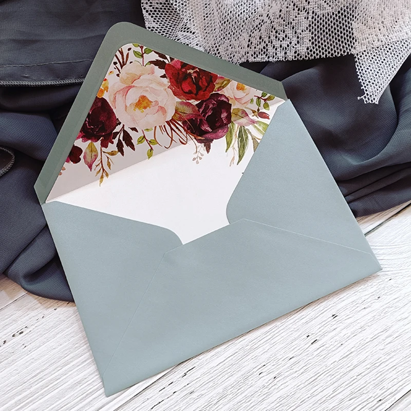 ​50x Beyaz Pembe Zarf Çiçek Kaplı Düğün Davetiyesi Kartları Hediye Çantası 4 Kutlama Görüntü 1