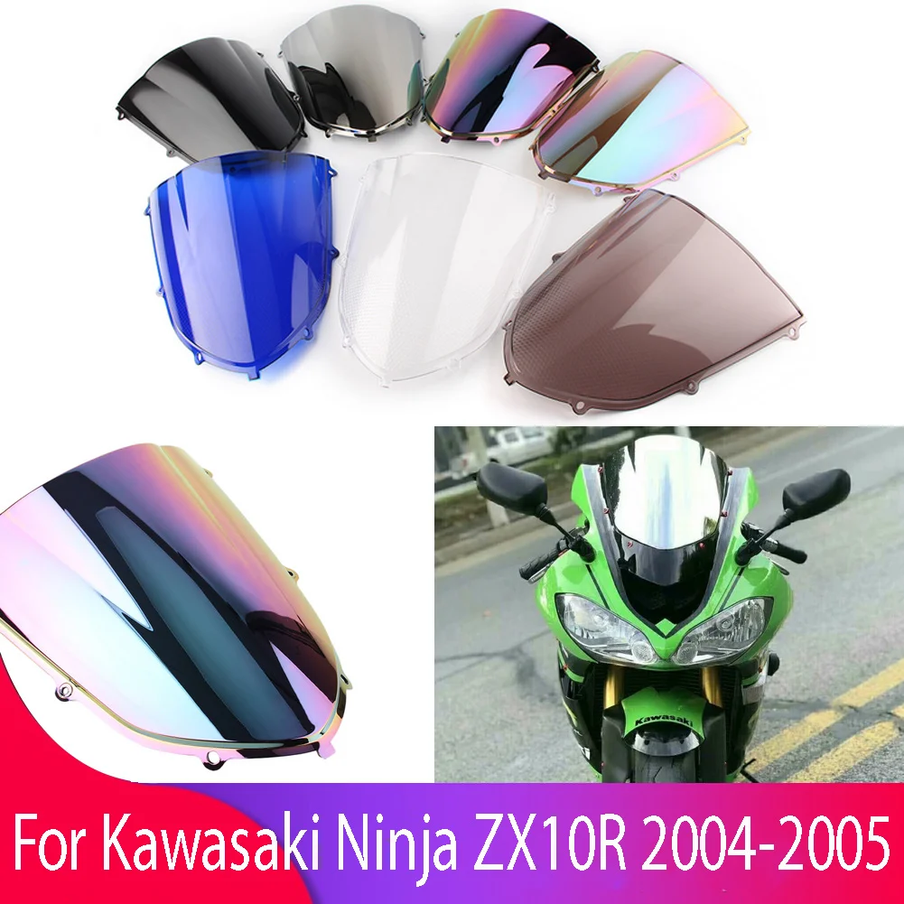 04-05 Cafe Racer Motosiklet Aksesuarları Cam Motosiklet Ön Cam rüzgar deflektörü Kawasaki ZX10R / ZX-10R / ZX 10R 2004-2005 Görüntü 2
